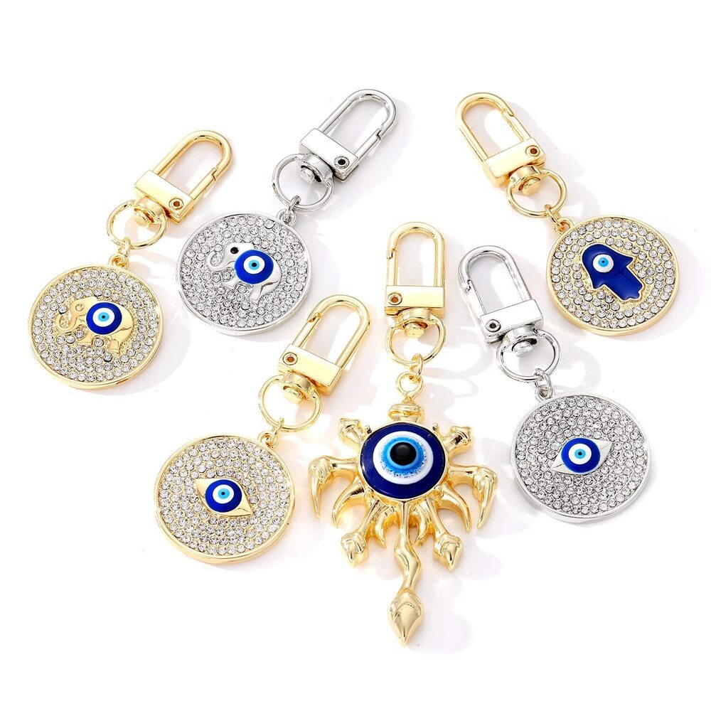 8338 6 Pack Cute Evil Eye Keychain , Mini Keychain with Good Luck Evil Eye